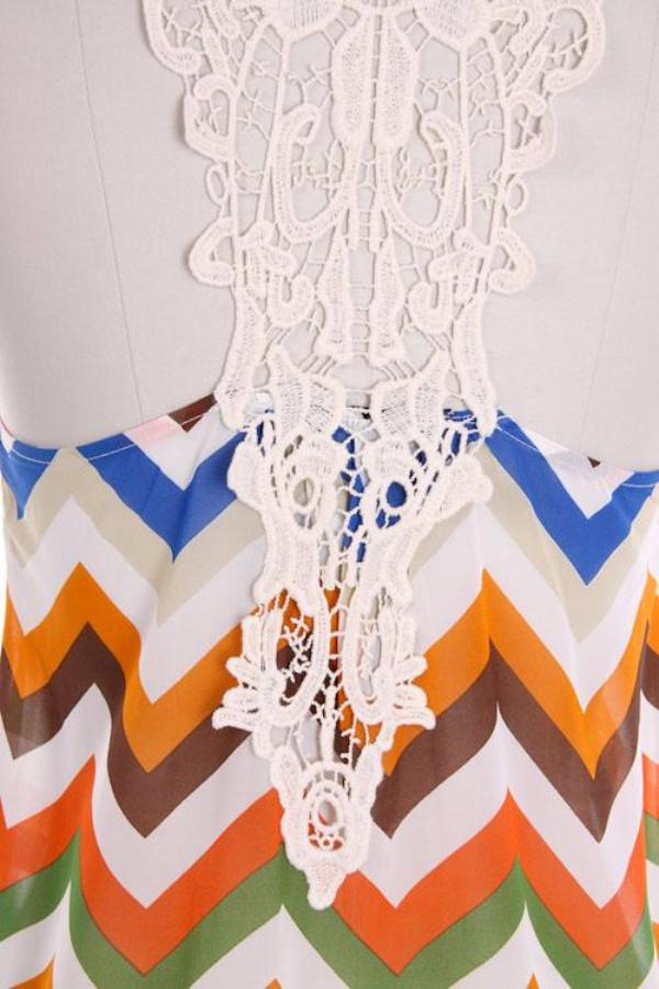 Summer Chevron Print Tank Top with Lace Trim - Bean Concept - Etsy
