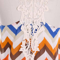 Summer Chevron Print Tank Top with Lace Trim - Bean Concept - Etsy