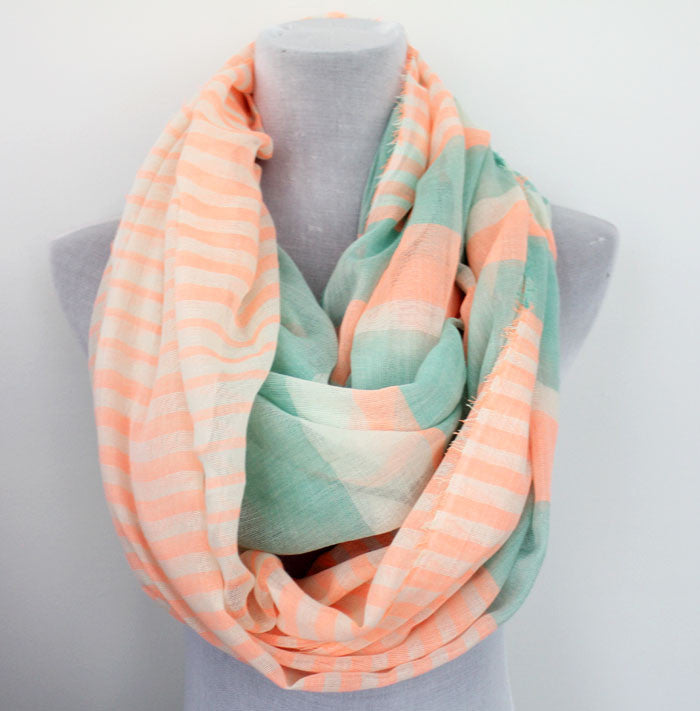 Color Block Stripes Infinity Scarf - Bean Concept - Etsy