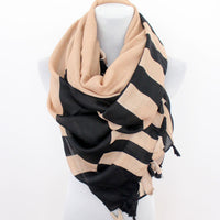 Large Colorblock Scarf with Tassels - Bean Concept - Etsy