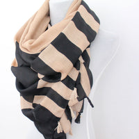 Large Colorblock Scarf with Tassels - Bean Concept - Etsy