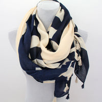 Large Colorblock Scarf with Tassels - Bean Concept - Etsy