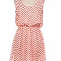 Coral Tank Top Dress in Chevron Print - Bean Concept - Etsy