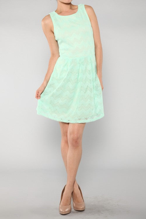 Mint Chevron Cocktail Short Dress - Bean Concept - Etsy