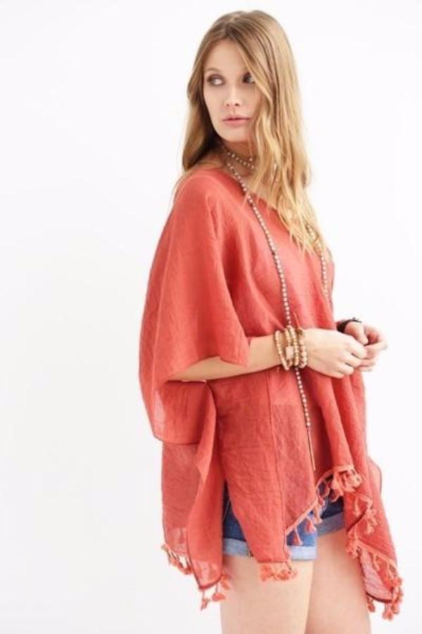 Rust Orange Beach Cover Up Kimono - Bean Concept - Etsy