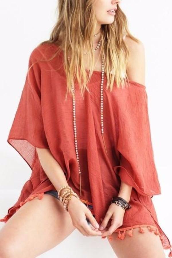 Rust Orange Beach Cover Up Kimono - Bean Concept - Etsy