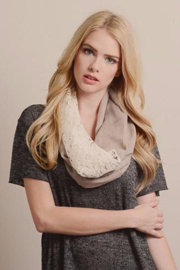 Mocha Brown Lace Infinity Scarf - Bean Concept - Etsy
