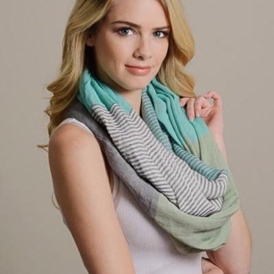 Soft Stripe and Colorblock Infinity Scarf - Bean Concept - Etsy