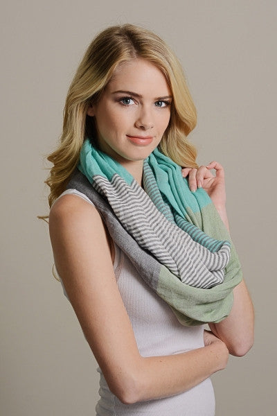 Soft Stripe and Colorblock Infinity Scarf - Bean Concept - Etsy