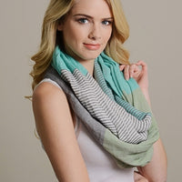 Soft Stripe and Colorblock Infinity Scarf - Bean Concept - Etsy