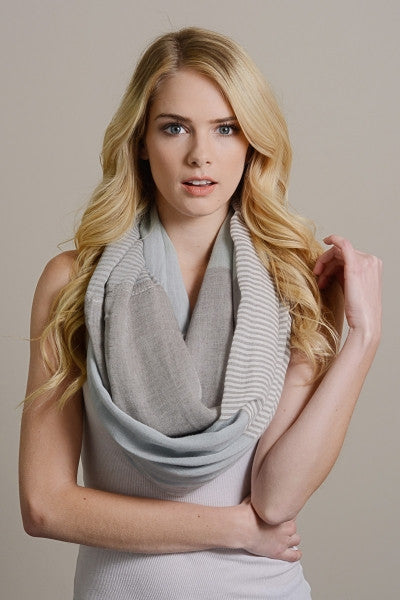 Soft Stripe and Colorblock Infinity Scarf - Bean Concept - Etsy