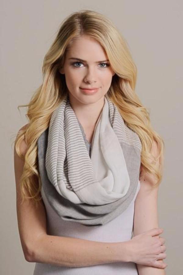 Soft Stripe and Colorblock Infinity Scarf - Bean Concept - Etsy