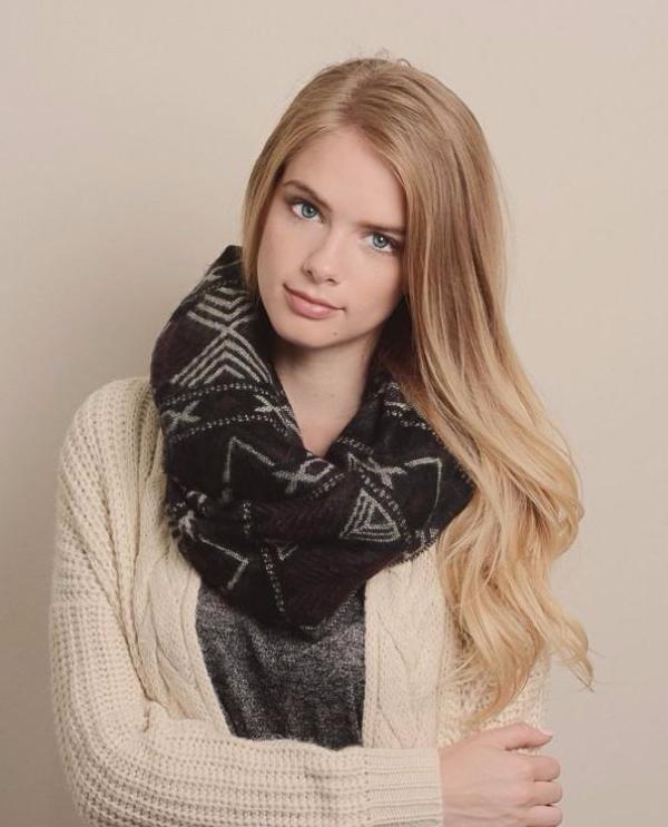 Soft Aztec Knitted Infinity Scarf - Bean Concept - Etsy