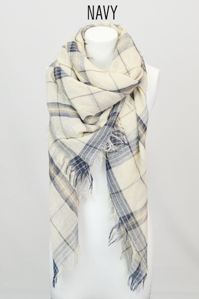 Plaid Classic Multihued Plaid Scarf with Baby Fringes - Bean Concept - Etsy