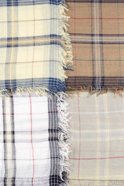 Plaid Classic Multihued Plaid Scarf with Baby Fringes - Bean Concept - Etsy