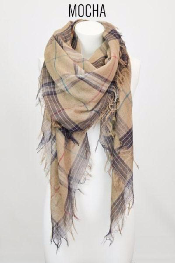 Plaid Classic Multihued Plaid Scarf with Baby Fringes - Bean Concept - Etsy