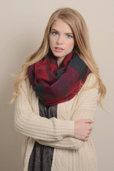 Plaid Blanket Infinity Scarf - Bean Concept - Etsy