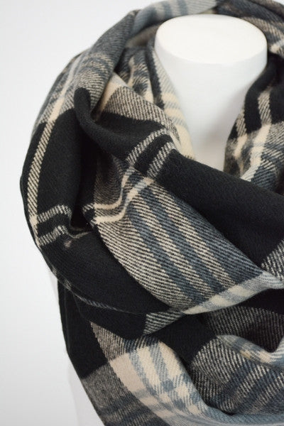 Plaid Blanket Infinity Scarf - Bean Concept - Etsy