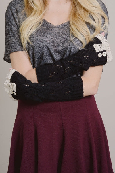 Gray Cozy Lace Hand Warmers Gloves - Bean Concept - Etsy