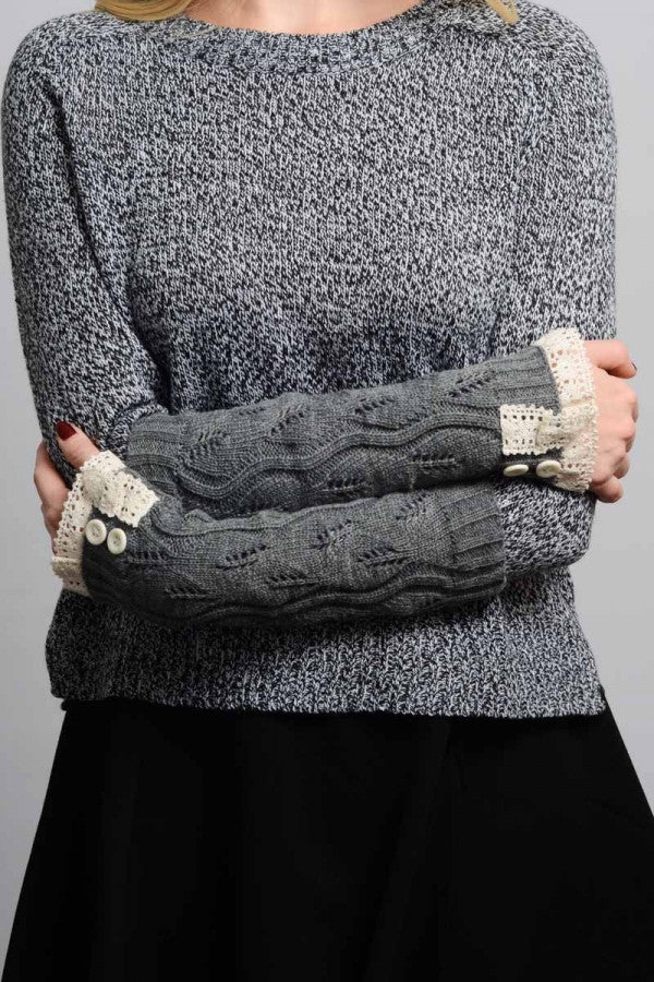 Gray Cozy Lace Hand Warmers Gloves - Bean Concept - Etsy