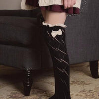 Knitted Leg Warmers with Lace Trim and Bow - Bean Concept - Etsy