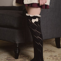 Knitted Leg Warmers with Lace Trim and Bow - Bean Concept - Etsy