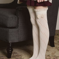 Knitted Leg Warmers with Lace Trim and Bow - Bean Concept - Etsy