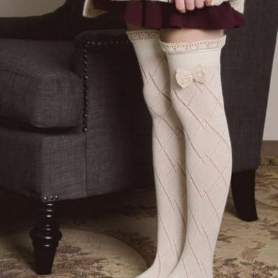 Knitted Leg Warmers with Lace Trim and Bow - Bean Concept - Etsy