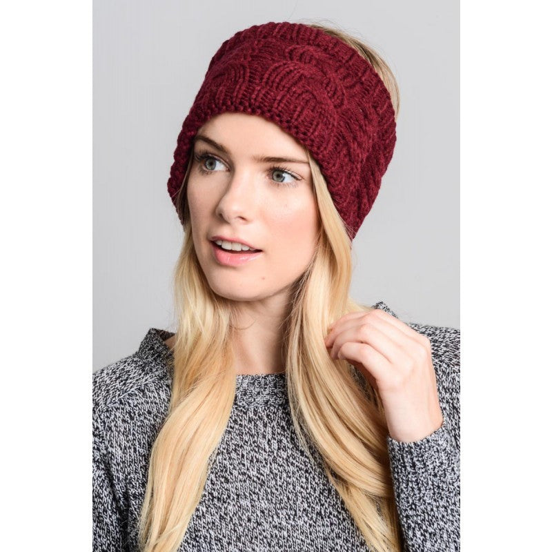 Burgundy Red Winter Knitted Headband - Bean Concept - Etsy