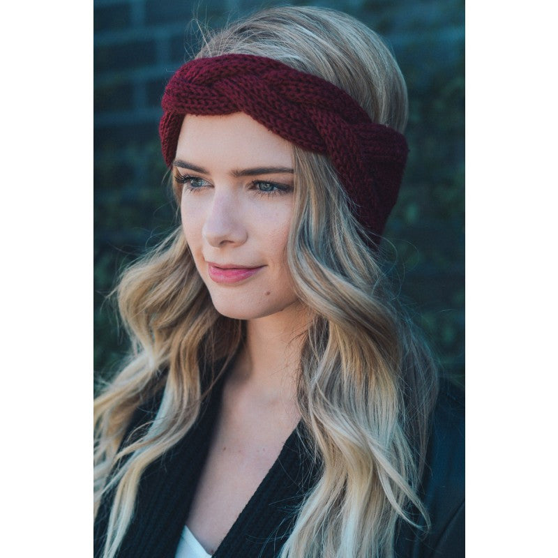 Burgundy Red Cable Knitted Headband - Bean Concept - Etsy