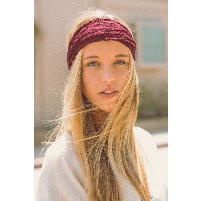 Burgundy Red Lace Headband - Bean Concept - Etsy