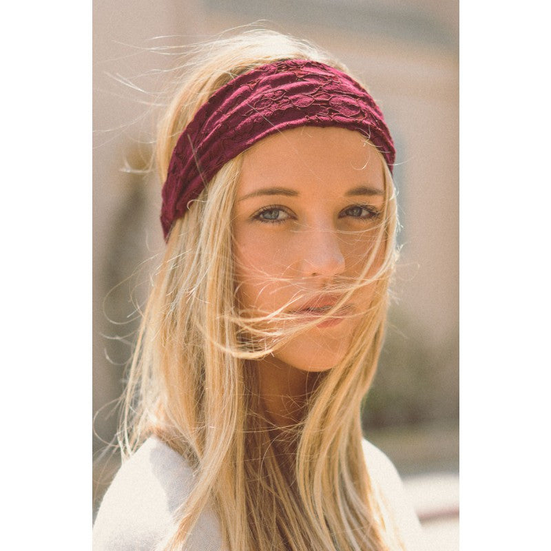 Burgundy Red Lace Headband - Bean Concept - Etsy