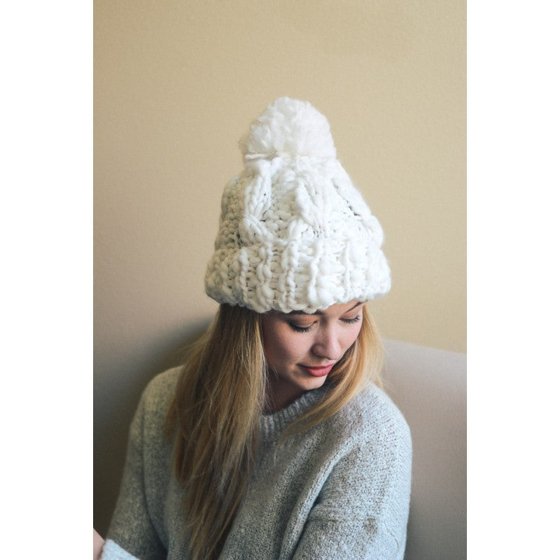 OATMEAL POM POM WINTER HAT - Bean Concept - Etsy