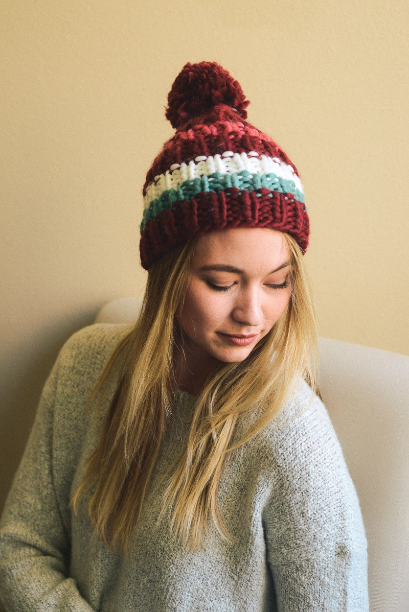 Color Block Knit Beanie - Bean Concept - Etsy
