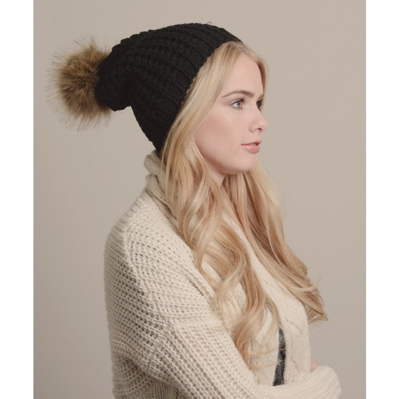 MOCHA BROWN FUR POM BEANIE - Bean Concept - Etsy