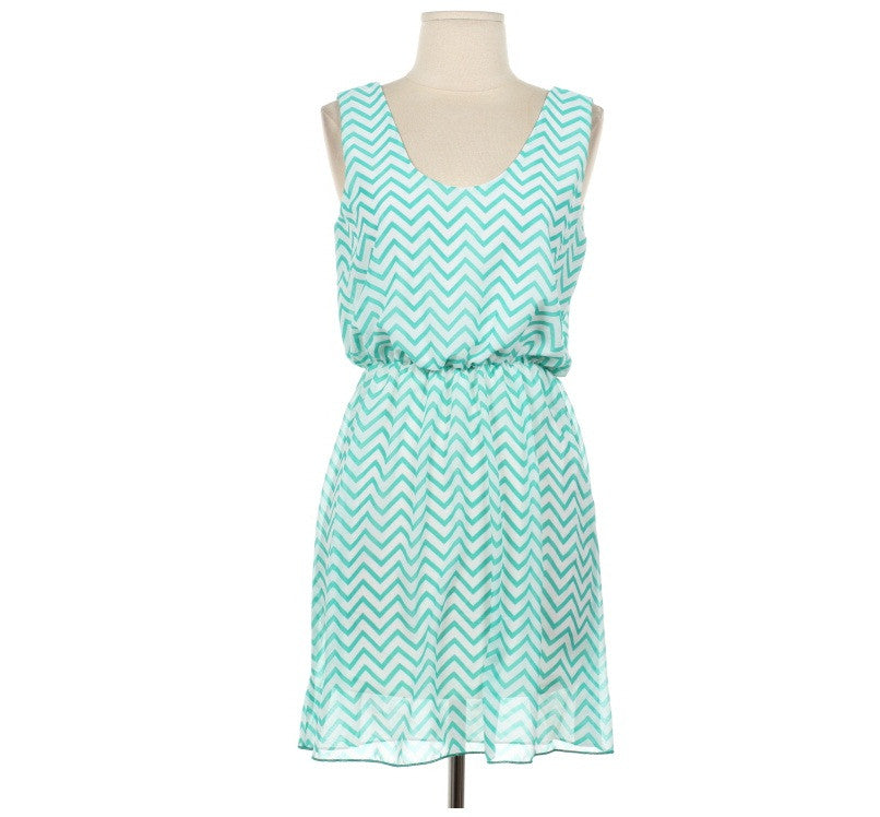 Coral Tank Top Dress in Chevron Print - Bean Concept - Etsy