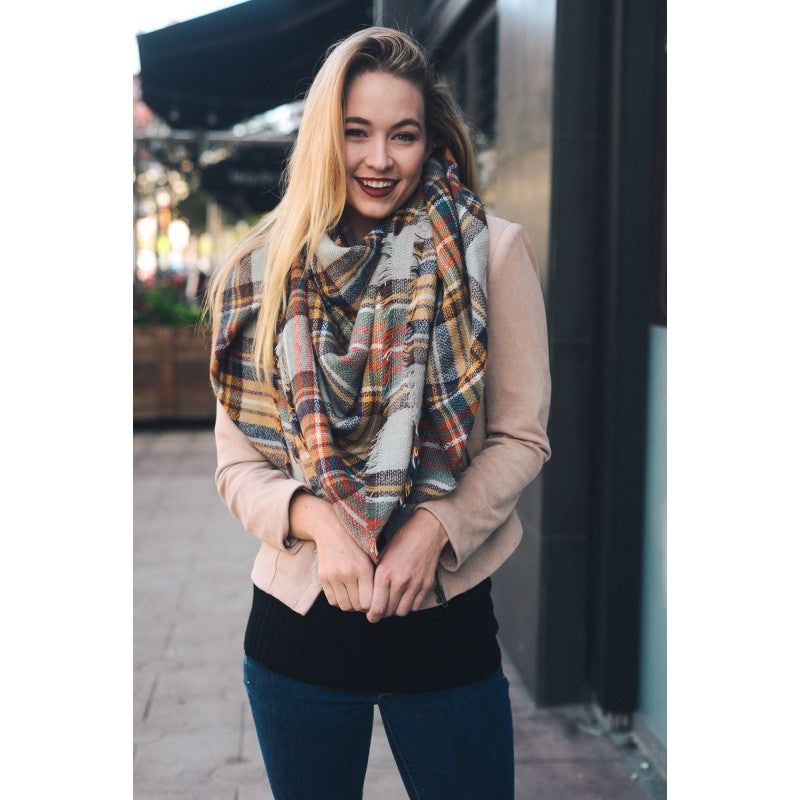 Plaid Blanket Scarf - Bean Concept - Etsy
