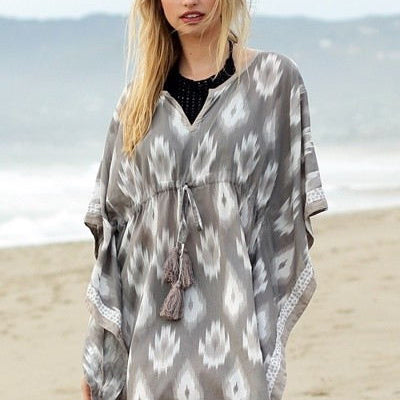 Gray Pattern Beach Cover Up - Bean Concept - Etsy