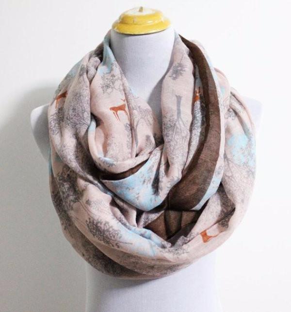 Life of Tree with Deer Aztec Infinity Scarf - Bean Concept - Etsy