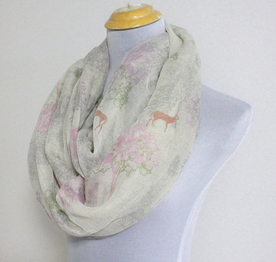 Life of Tree with Deer Aztec Infinity Scarf - Bean Concept - Etsy