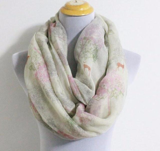 Life of Tree with Deer Aztec Infinity Scarf - Bean Concept - Etsy