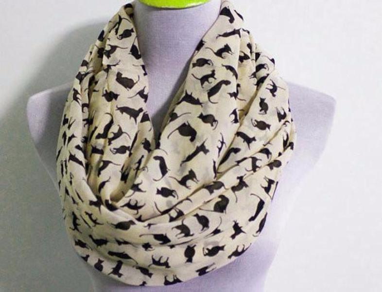 Cat Kitten Chiffon Infinity Scarf - Bean Concept - Etsy