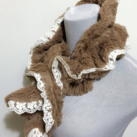 Mocha Brown Scarf with Lace Trim - Bean Concept - Etsy