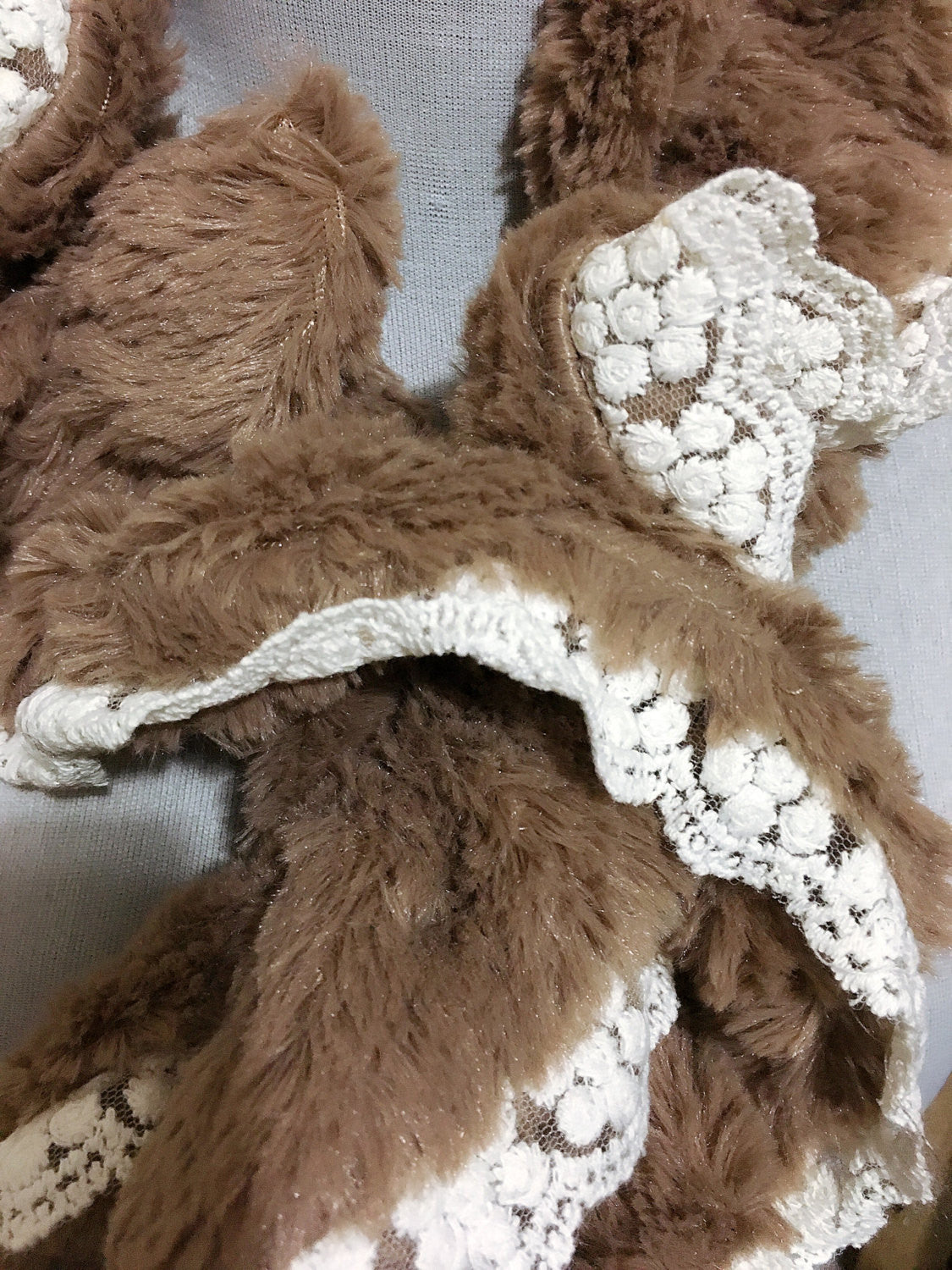 Mocha Brown Scarf with Lace Trim - Bean Concept - Etsy