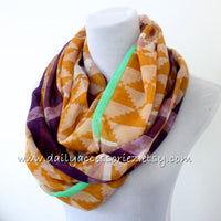 Mustard Orange Aztec Infinity Scarf - Bean Concept - Etsy