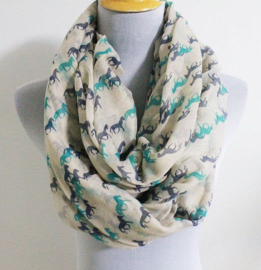 Mint Green Mini Horse Infinity Scarf - Bean Concept - Etsy