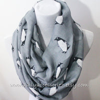 Gray Penguin Infinity Scarf - Bean Concept - Etsy