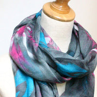 Gray Peacock Feather Scarf - Bean Concept - Etsy