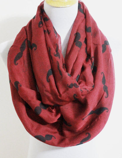 Red Mustache Infinity Scarf - Bean Concept - Etsy