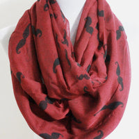 Red Mustache Infinity Scarf - Bean Concept - Etsy